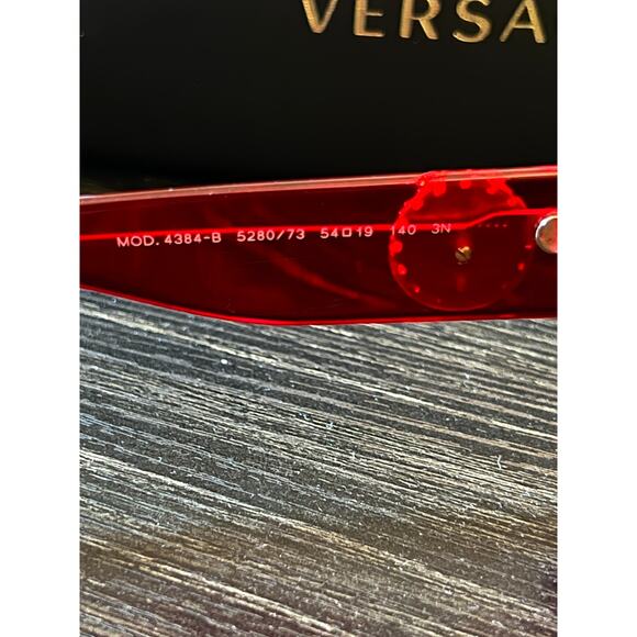 Versace Designer Sunglasses – Red Square Frame with Brown Lenses 54mm - Picture 3 of 10